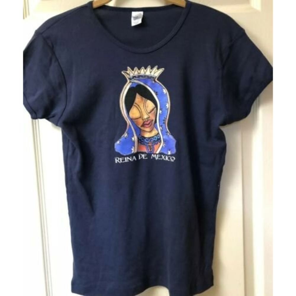 Bella Reina De Mexico Women's Junior Size Large Black Graphic T-shirt